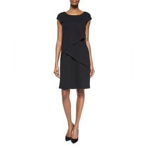 Lafayette 148 New York Knit Dress Asymetrical Layers in Black